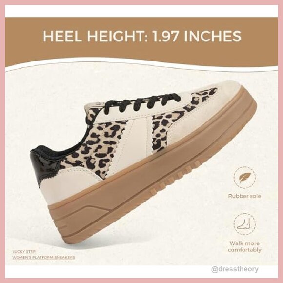 Women's Platform Sneakers Lace Up Thick Sole Comfortable Casual Walking Shoes - Picture 5 of 8